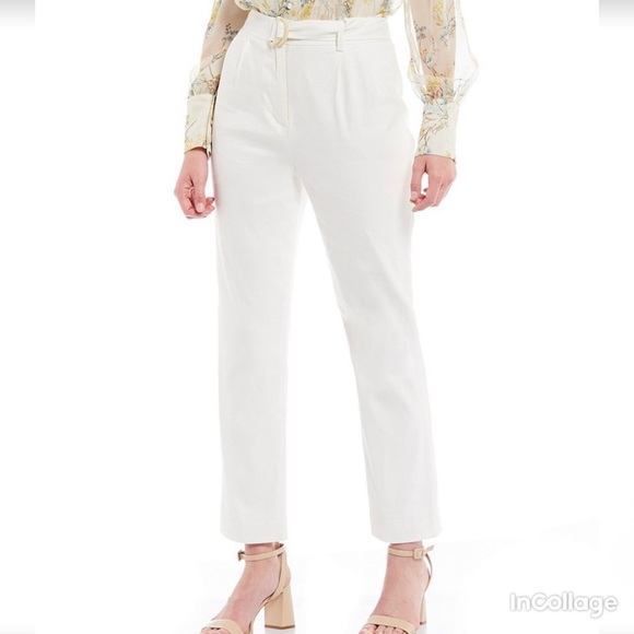 NWT Antonio Melani Beth Linen D-Ring Belted Pants - Picture 1 of 12
